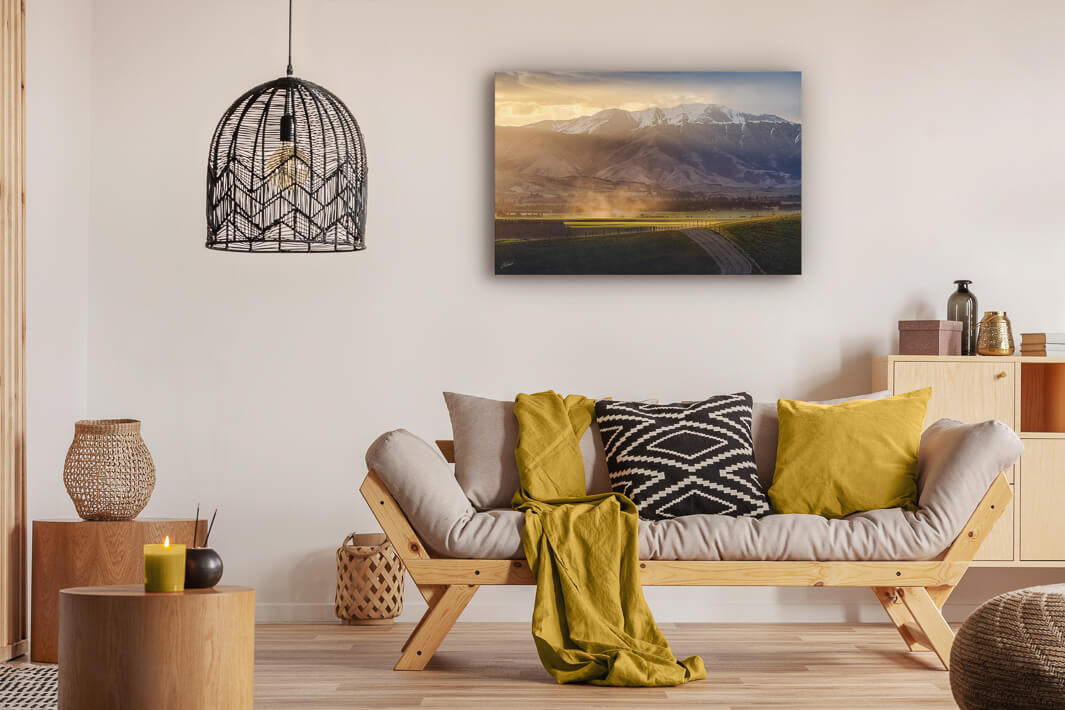 Canvas photo print of wall art on modern lounge wall Geraldine-Fairlie Highway