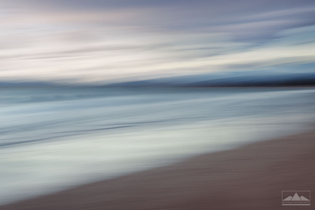 Landscape long exposure photo print of the ocean at Waikanae Beach