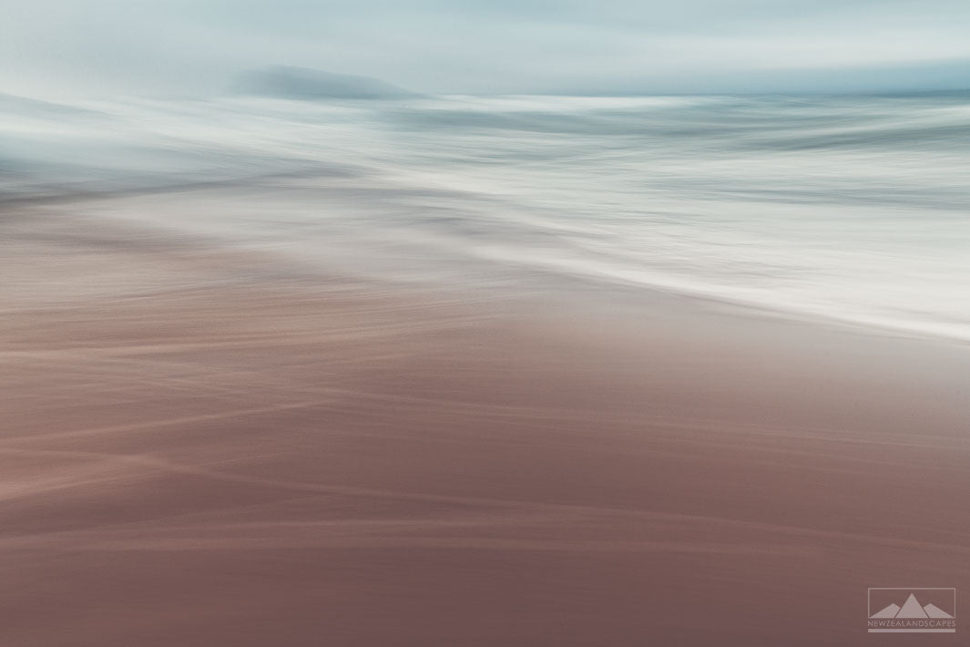 Long exposure fine art abstract photograph of the beach waves at Mount Maunganui