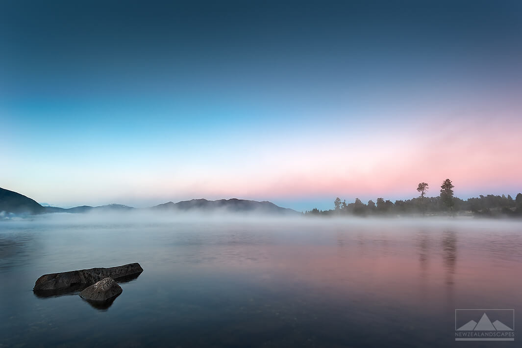 Misty Morning on Lake Brunner - Newzealandscapes photo canvas prints New Zealand