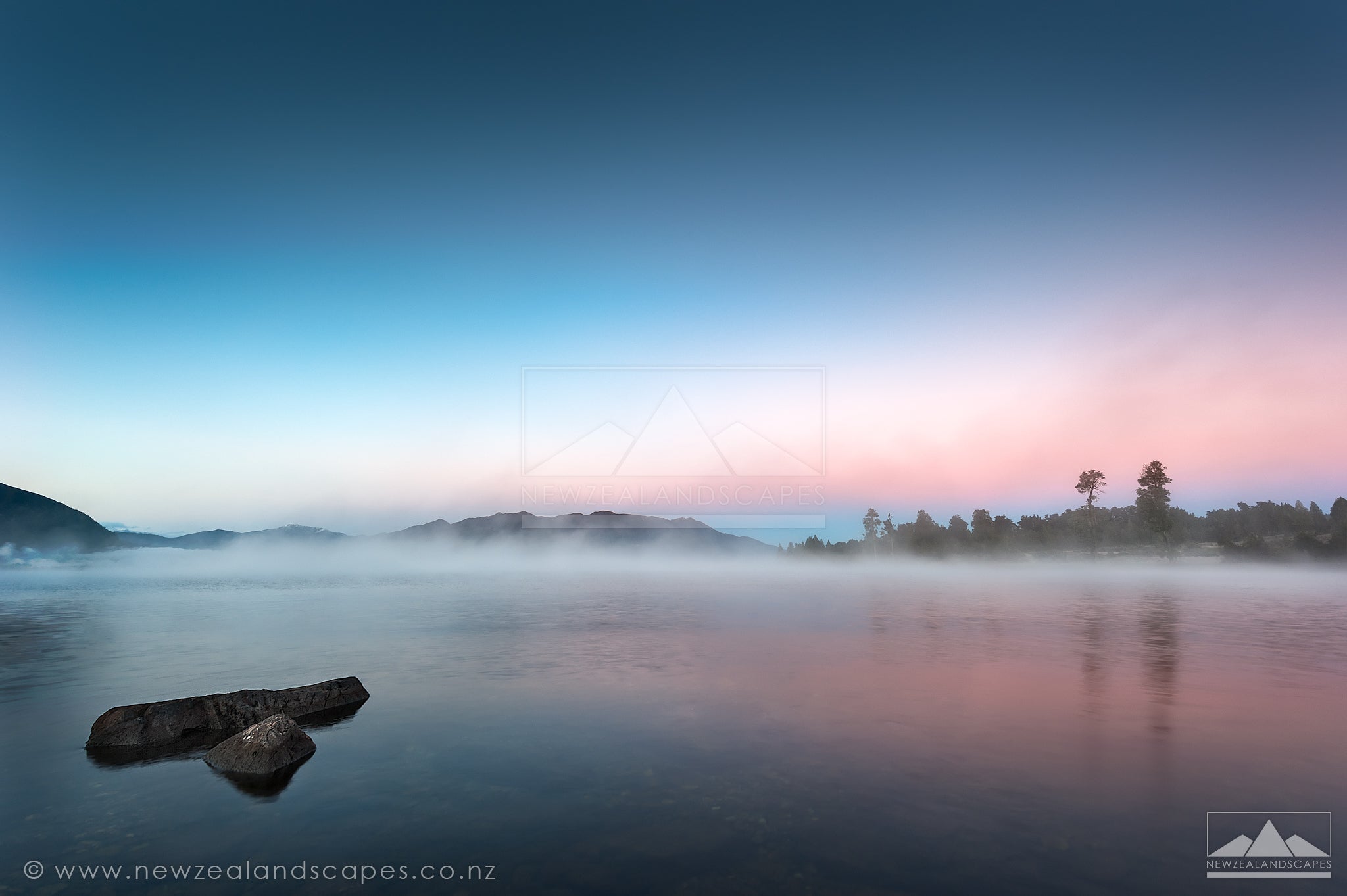 Misty Morning on Lake Brunner - Newzealandscapes photo canvas prints New Zealand