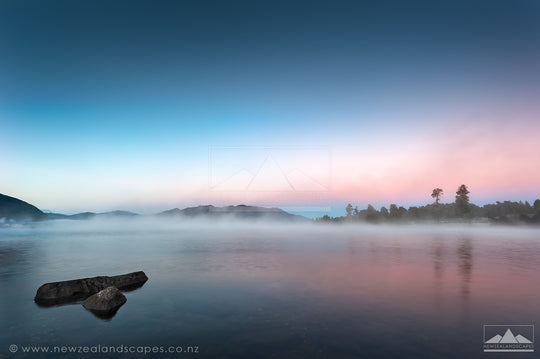 Misty Morning on Lake Brunner - Newzealandscapes photo canvas prints New Zealand