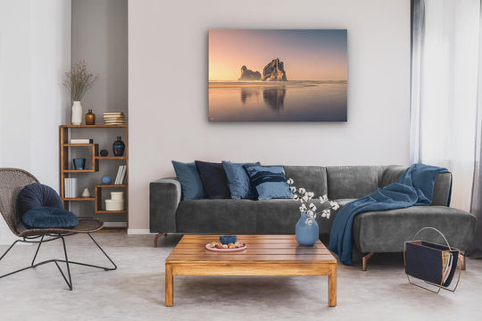 Image on canvas of the Archway Island rock stack at Wharariki Beach.