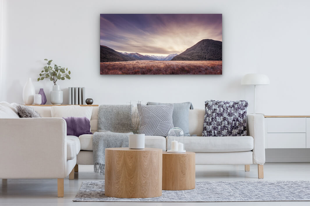 Wall canvas print of Arthur's Pass Sunset in New Zealand