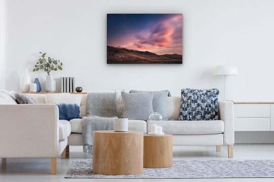 Photo wall art on lounge wall of New Zealand landscape image