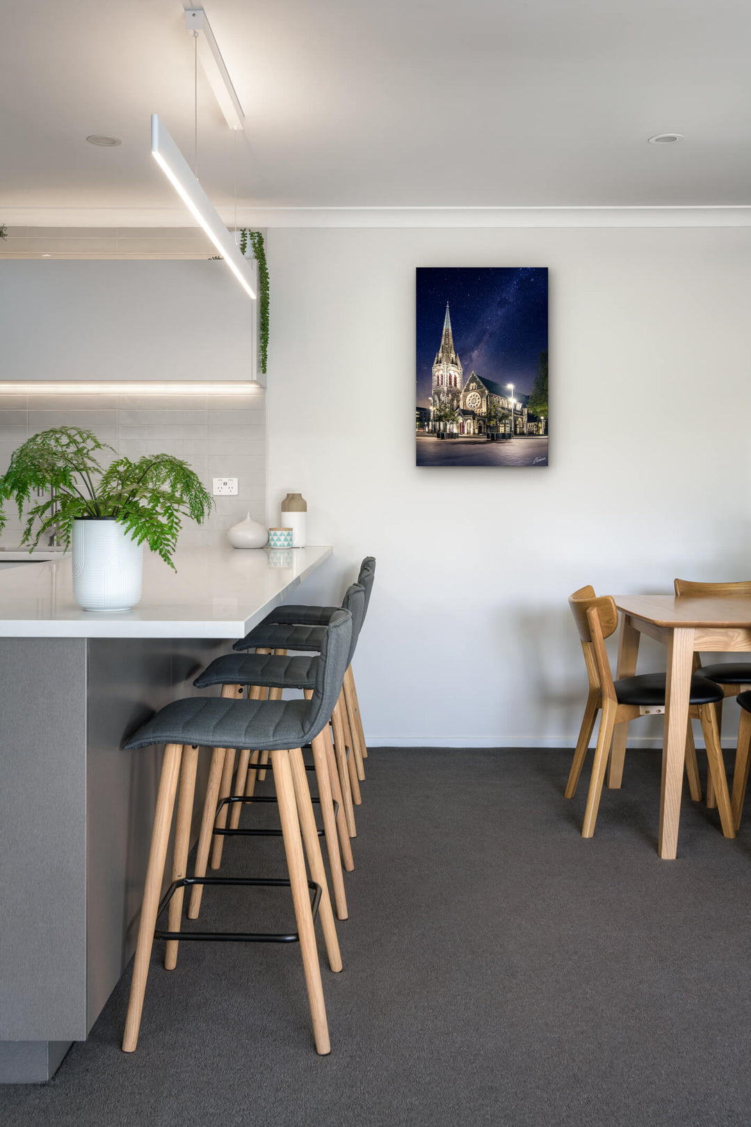 Christchurch Cathedral image on kitchen wall as interior art