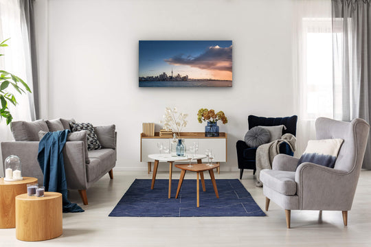 Canvas photo print of Auckland city on contemporary lounge wall