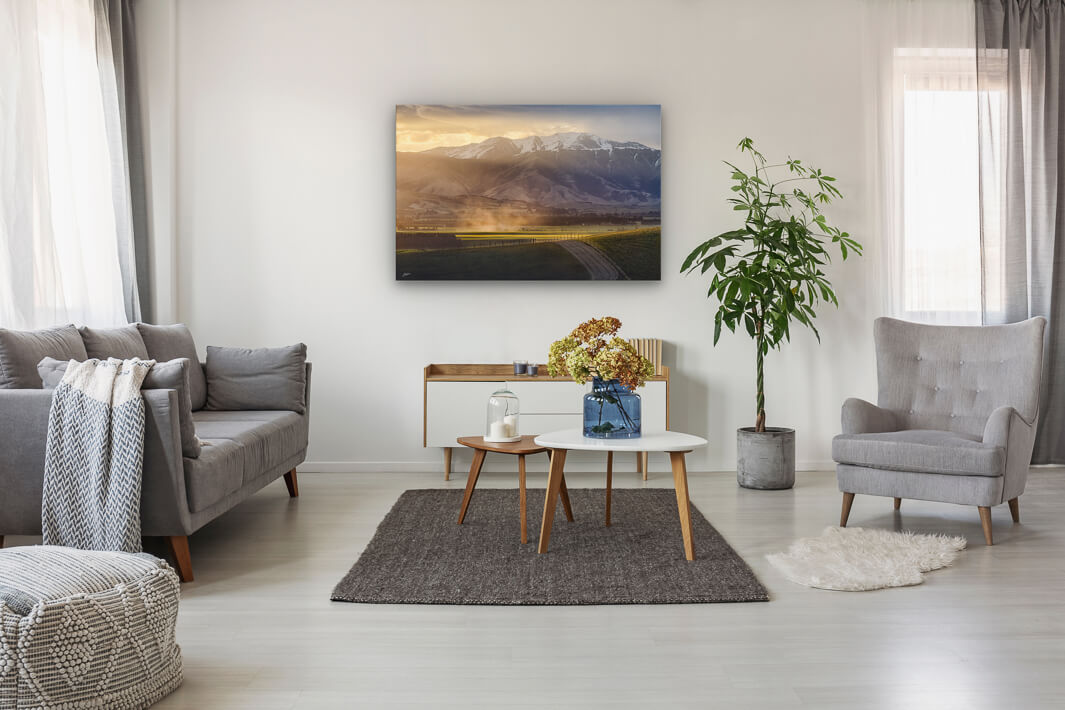 Canvas photo print of wall art on lounge wall Geraldine-Fairlie Highway