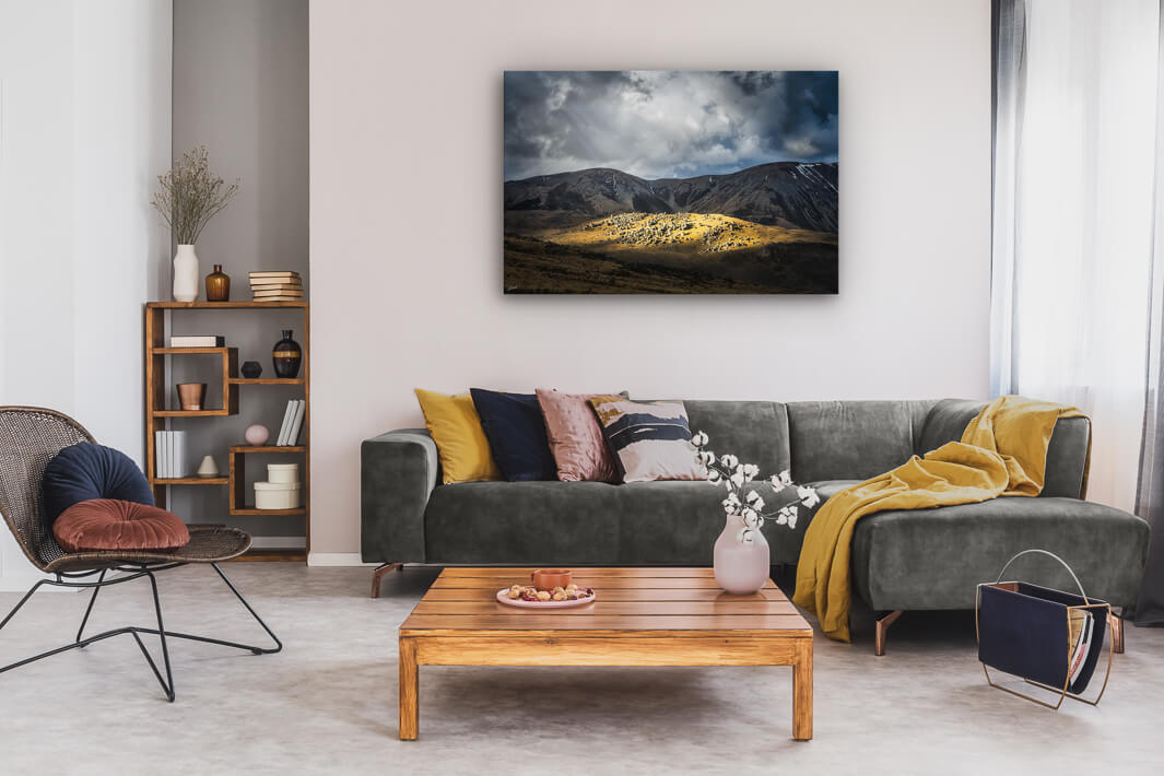 Newzealandscapes canvas photo print of wall art on lounge wall Castle Hill