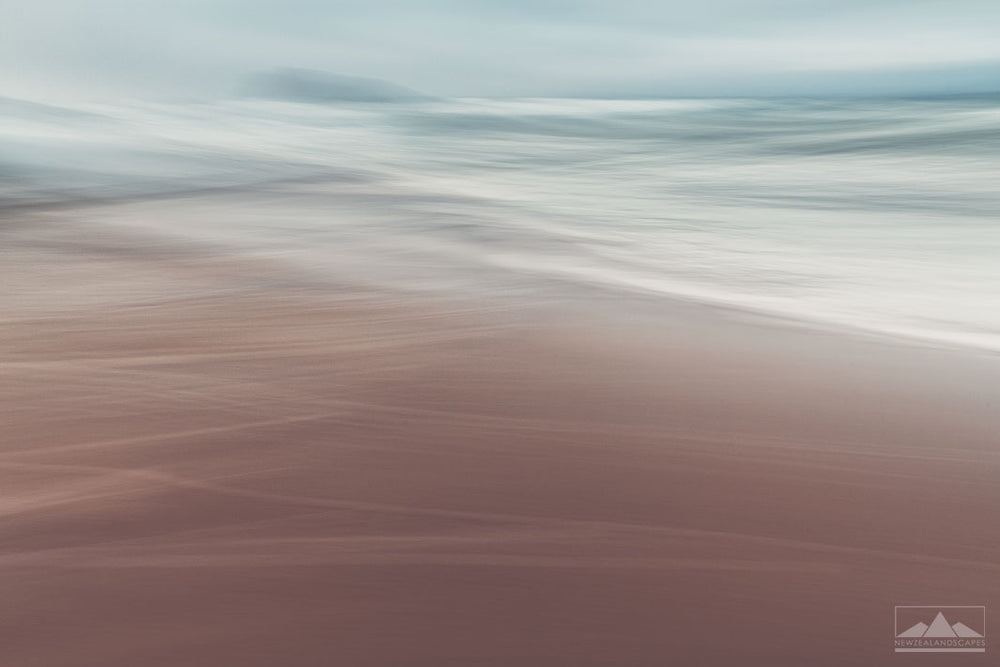 Long exposure fine art abstract photograph of the beach waves at Mount Maunganui